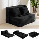 MAXYOYO Convertible Sofa Bed, Fold Out Loveseat Sleeper Sofa with Pillow, 4 in 1 Tufted Folding Couch Bed Foam Floor Couch, Lazy Chair for Living Room Bedroom Guest Room, Black (Twin)