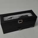 6-Slot Watch Box Organizer for Men, Watch Case with Real Glass Lid, 2 Layers Mens Jewelry box with 1 Drawer for Rings, Bracelets, Leather Watch Display Organizer, Gift Idea, Black