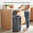 iTouchless 13 Gallon Oval Smart Bin with Odor Filter, 50L Touchless Stainless Steel Kitchen Trash Can, Automatic Motion Lid, Fingerprint-Proof, Executive Dark Metallic Finish, Gunmetal Gray