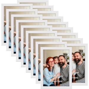 Giftgarden 5x7 Picture Frame Set of 18, Lightweight 5 by 7 Frames Bulk for Gallery Wall Photo Hanging and Tabletop Display, White