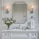 ANDY STAR Brushed Nickel Mirror 24x36 Inch, Scalloped Bathroom Mirror, Silver Vanity Mirror in Anti-Rust Stainless Steel Metal Thin Frame Deep 1, Wall-Mounted Mirror (Horizontal/Vertical)