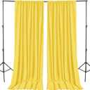 Hiasan Yellow Backdrop Curtains for Parties, Polyester Photography Backdrop Drapes for Family Gatherings, Wedding Decorations, 5ftx10ft, Set of 2 Panels
