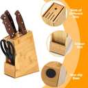 Wood Knife Block, Kitchen Knife Holder Countertop 6 Slots Knife Block with Scissors Slot Kitchen Knife Set for Knife, Scissor, Sharpenner Knife Organizer