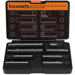 8Pcs Wheel Lock Removal Kit, Locking Lug Nut Master Key Set for Easily Removing Spline and Hex Style Aftermarket Wheel Lug Nuts, 5, 6, 7, 12 Spline and Spike Lug Nut Socket Key