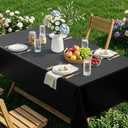 Smiry Rectangle Table Cloth 54x78 Inch, Waterproof Wipeable Vinyl Tablecloths Protector, Oil Spill Proof Plastic Table Cover for Dining, Picnic, Camping, Outdoor, Black