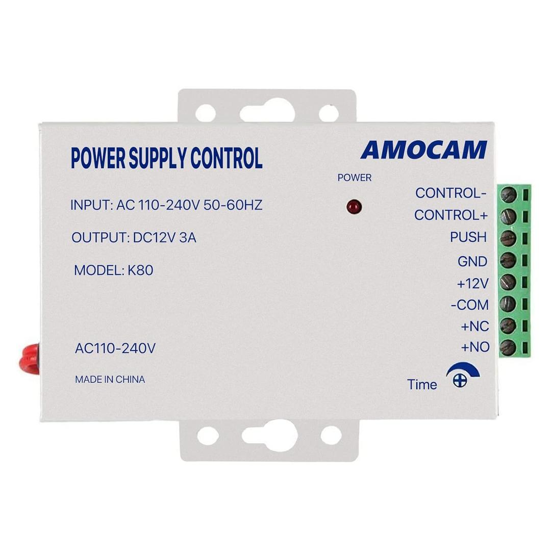 K80 Power Supply Control, AC 110-240V to DC 12V Power Supply for Door Access Control System, Video Doorbell, Electric Strike Lock, Bolt Lock, Magnetic Lock, Power Supply Controller