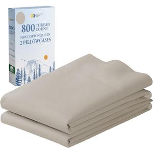 California Design Den Pillow Cases Standard Size Set of 2 - Luxury 800 Thread Count Sateen, Natural 100% Cotton Pillowcases, Fits Standard & Queen Pillows, Softer Than Egyptian Cotton - Beige