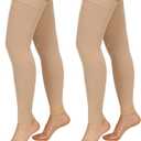 2 Pairs Compression Stockings for Women & Men, 20-30mmHg Thigh High Compression Socks, Footless Medical Socks with Silicone Dot Band--Best Support for Nursing Sports Varicose Veins(Beige,L)
