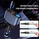 OHLPRO Retractable Car Charger Cigarette Lighter Adapter, 168W 5 in 1 Fast Phone Charging Built-in Replaceable Fuse, Socket Splitter with USB C and USB i Cord, Fit for Phone iPad Galaxy GPS, Blue