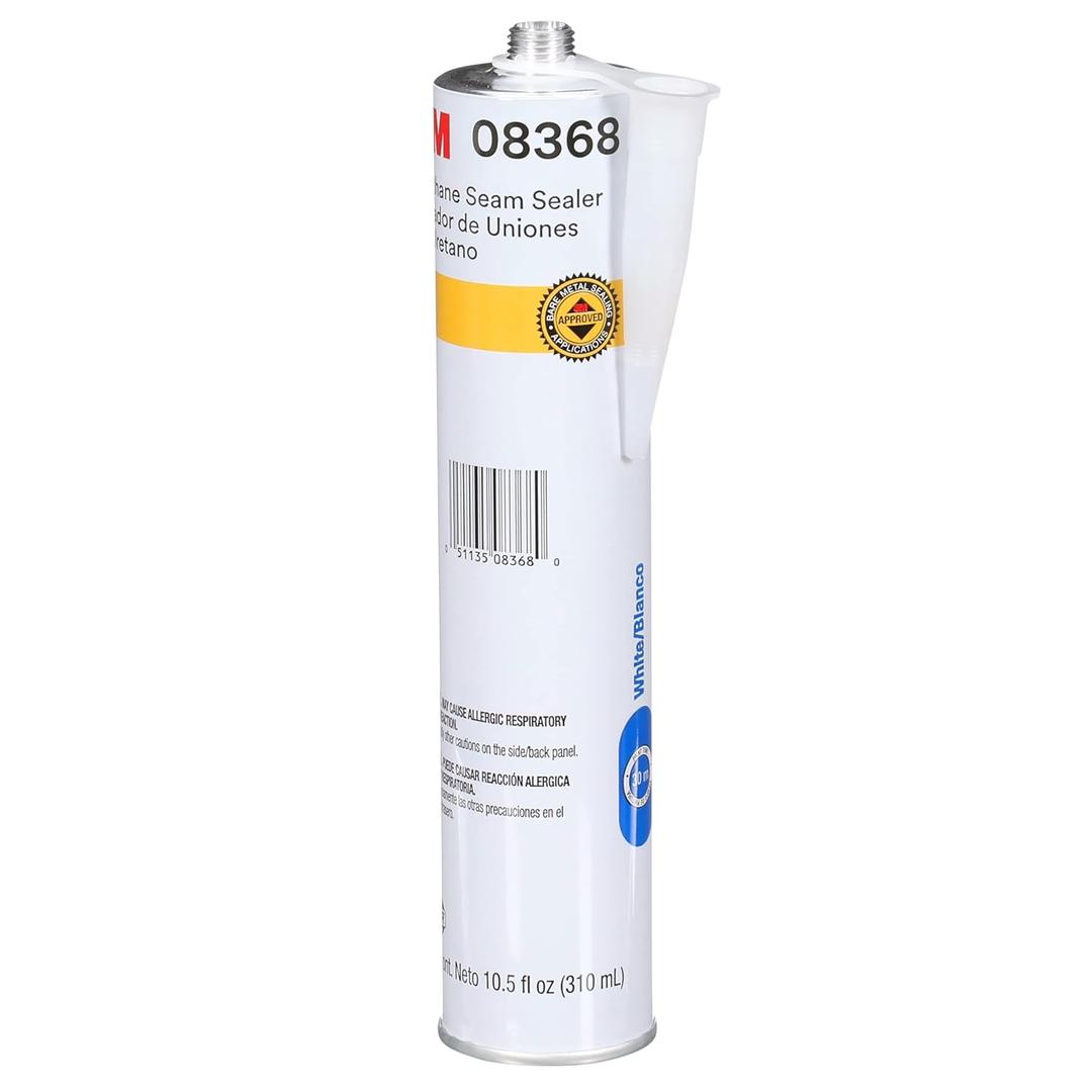 3M Urethane Seam Sealer, 08368, White Color, High Solids, Permanently Flexible, 310ml/10.5 Fl Oz Cartridge