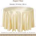 Ruisita 120 Inches Round Satin Tablecloths Champagne Overlay Round Satin Table Cover Bright Silk Tablecloth Smooth Fabric Tablecloth for Wedding Banquet Table Decoration