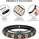 Native American Women Steering Wheel Cover, White Neoprene Universal 15 Inch Steering Wheel Protector Elastic Comfortable Car Accessories Decorations Decor Protection for Women Men Vehicle Truck SUV