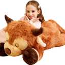 IKASA Giant Scottish Highland Cow Stuffed Animal Plush Toy,Large Big Jumbo Soft Toys,33" Huge Size Cute Fluffy Fat Plushie,Gifts for Kids