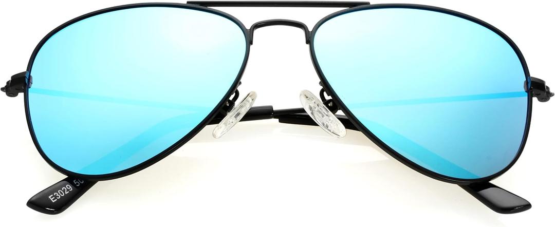 Kursan Kids Polarized Aviator Sunglasses for Litter Girls Boys Metal Frame Mirrored Lens Juniors Sun Glasses Age 3-8
