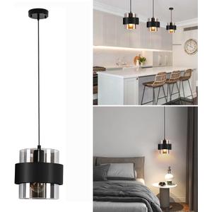 Pendant Lights Kitchen Island Lighting,7 Inch Adjustable Mini Glass Haning Lights for Entrance Aisle Decorative Lighting Fixture for Dining and Bar Table (Matte Black)