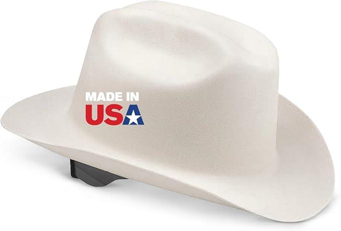 Jackson Safety Cowboy Hard Hat - Non-Vented, Full Brim, 4-Point Ratchet Suspension Safety Helmet for Men & Women - ANSI Z89.1 Class E & OSHA Compliant - Made in USA (Whit)