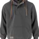 Legendary Whitetails Mens Hoodie Quarter Zip Quilted Double Layered Lined Hood Sweatshirt, Charcoal, Size: LRG