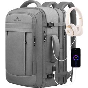 Carry On Backpack, 50L Extra Travel Laptop Backpack for Men Women, Big Bag Business Travel Essentials Gifts for men Flight Approved, 17 Inch Laptop Backpack Computer Bag Gifts for Him Men, Grey (17.3 Inch (20''x13''x10''))