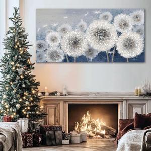 Pogusmavi Wall Decor Living Room - Wall-Art for Living Room, Canvas Art/Pictures for Bedroom | Blue Dandelion 24x48 inches Large Wall Art