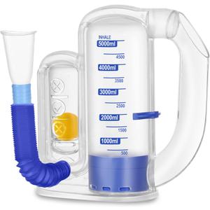 Incentive Spirometer Adult, Breathing Exercise Device for Lungs, Deep Breathing Trainer for Adults  5000ml Volume Measurement with Flow Rate Indicator