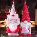 Vintend 2Pcs Valentines Day Gnomes Decorations, Handmade Valentine Gnome Decor Mr & Mrs Swedish Tomte Stuffed Gnomes Plush Doll Knomes Ornaments for Girlfriend Wife Women Girl Home Table Shelf Gift (Small)