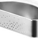 Triangle Sink Drainer Basket, Stainless Steel Triangular Sink Drain Shelf, Suction Cup Triangular Filter Drain Basket Kitchen Sinks Corner for Filter Food Waste and Washing Fruit(COLOR:Silver)