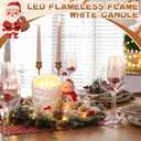 Baquler Large Flameless LED Battery Operated Pillar Candle - 3 Wick 5"x4" Snowy Frosted White Flameless Christmas Fake Candle for Xmas Table Centerpiece Holiday Rustic Indoor Home Decor