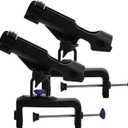 ZENFUN 2 Pack Fishing Boat Rods Holder, 360 Degree Rotation Adjustable Fishing Rods Racks, Large Clamp Opening Folding Rod Holder for Canoe, Kayaks, Easy Installation, Bonus Screws