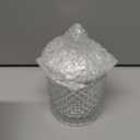 Aoriher 4 Pcs Crystal Glass Candy Jar Set with Lids Home Decorative Storage Jars for Apothecary, Bathroom, Kitchen, and Pantry, Ideal for Cotton Swabs and Jewelry(Medium,Clear)