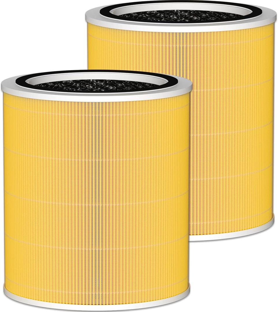 Core 400S H13 True HEPA Replacement Filter Compatible with LEVOIT Core 400S Smart WiFi Air Cleaner Purifier, Core 400S-RF-PA (LRF-C401-YUS), 3-in-1 True HEPA Activated Carbon Pre-Filter 2 Pack, Yellow