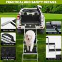 Joyrally Extra Wide Dog Stair for Large Dogs,Foldable Dog Ramp for Car, Pet Steps Light Weight Aluminum,High Beds,for SUV Trucks, Supports up to 200 lbs (with Iron Bars)