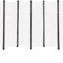 MAYOLIAH 6 Panel Folding Privacy Screen 9ft Wide, 6ft Tall Partition Room Divider Portable Office Walls Dividers Panel, White