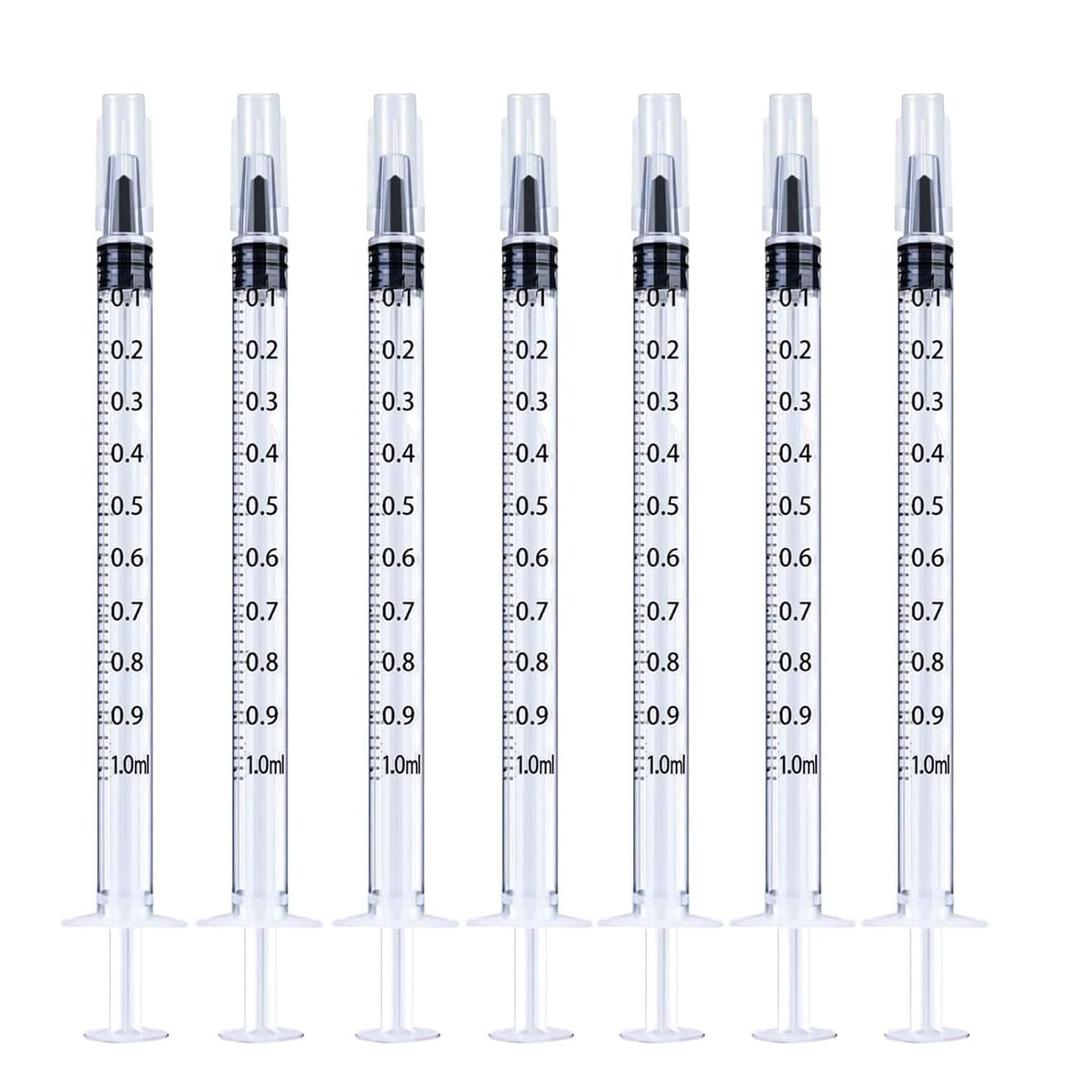 30 Pack 1 ml Syringe for Liquid without Needle,Syringe with Cap,Individually Wrapped,for Scientific Labs,Measurement,Dispensing,Oil or Glue Applicato