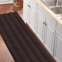 Turquoize Bathroom Runner Rug Extra Long Chenille Area Rug Non-Slip Brown Bath Room Rug Shag Shower Mat Bathroom Rugs Kitchen Rugs Washable Bath Mats for Kitchen 59 x 20 inches, Brown (Chocolate)