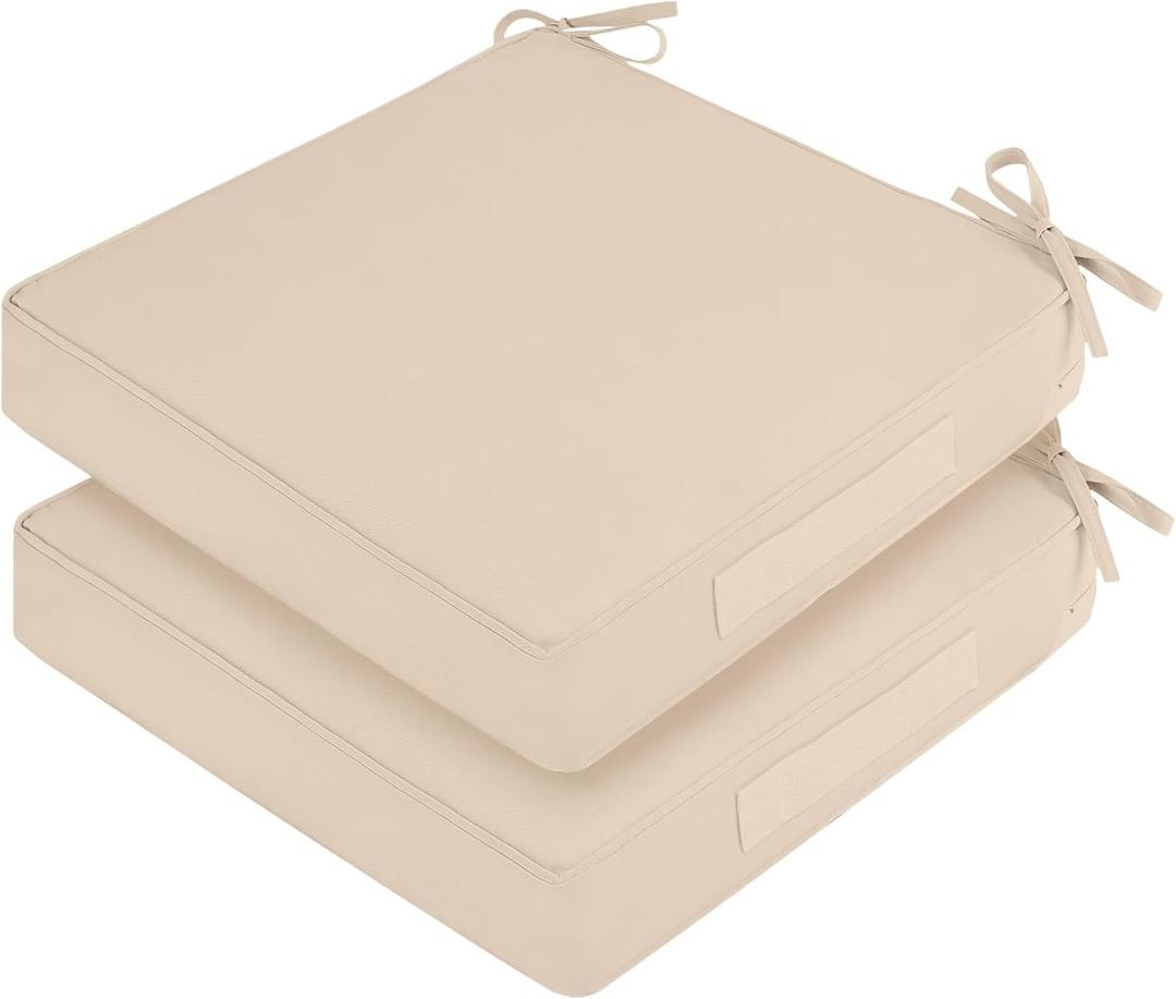 Outdoor Chair Cushions, Removable Covers, Beige, 24 x 24