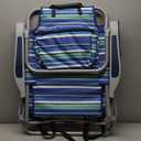Beach Chairs for Adults Heavy Duty, Compact Portable Lay Flat Folding Chair with Backpack Straps and Large Cooler Pouch, Support to 350LBS (Stripes_Blue&Cyan)