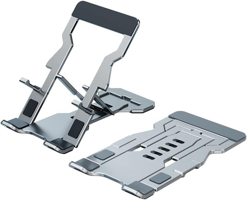 Cell Phone Stand, Fully Foldable,Aluminum Phone Stand with Non-Slip Anti-Scratch Pad Portable Ultra-Thin Phone Holder.Compatible with iPhone, iPad, Nintendo Switch, Tablets (7-13), All Phones Silver