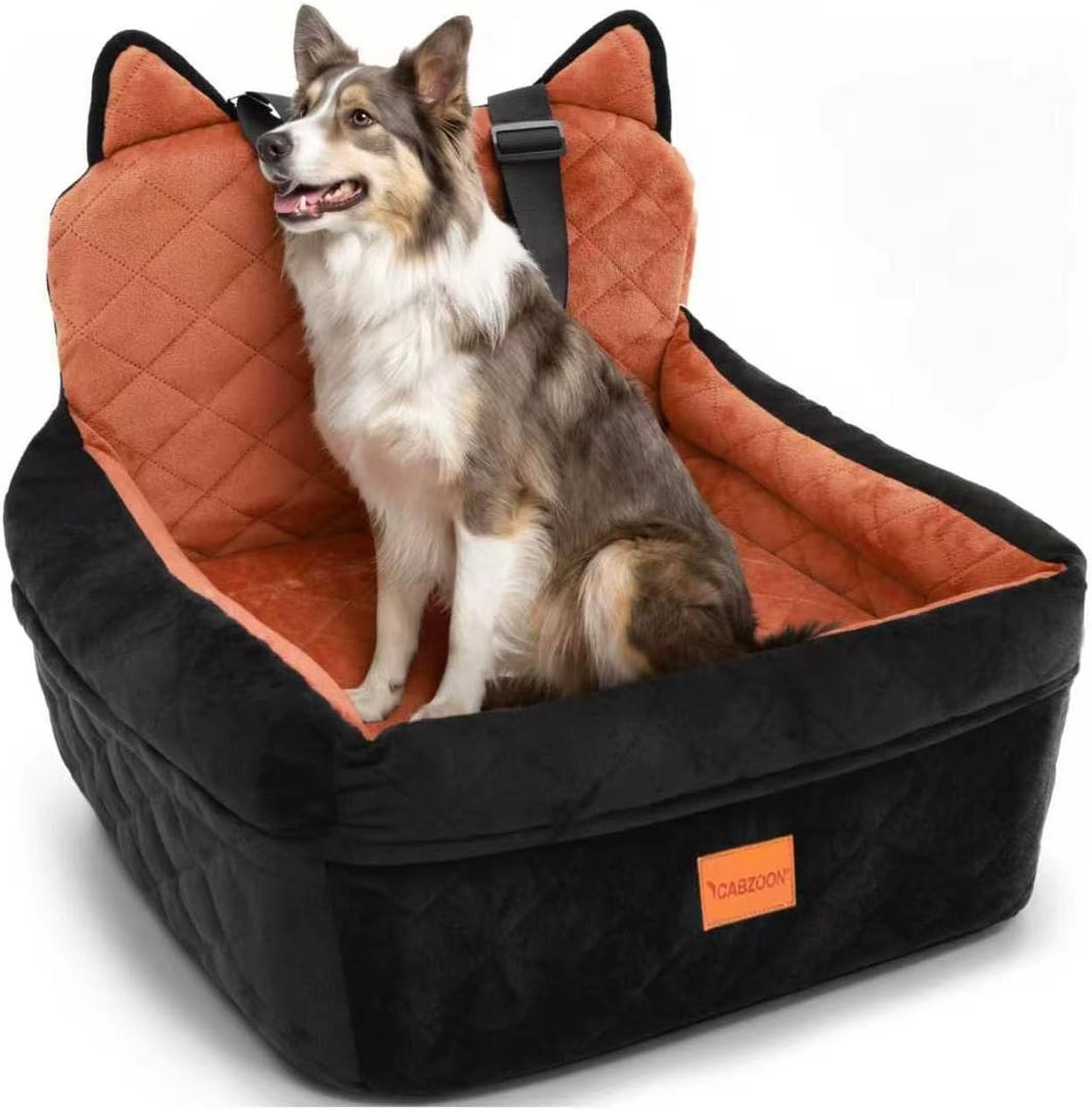 Dog Booster Car Seats for S/M Dogs Up to 35lbs,Pet Car Seat/Travel Bed with Washable&Removable Cover,Storage Pockets,Dog Safety Belt and Elevated Cushion Fits in Front/Back Seat