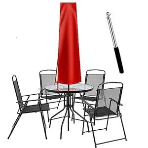 OKPOW Outdoor Umbrella Cover - Small Patio Cover for 6 ft to 9 ft Table Umbrellas - Waterproof Windproof Anti-UV Garden Parasol Covers, Red