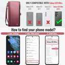 Defencase Compatible with Samsung Galaxy S23 Ultra Case Wallet with RFID Blocking Card Holder for Women, PU Leather Magnetic Snap Flip Zipper Strap Phone Case Fit for Galaxy S23 Ultra 5G, Wine Red