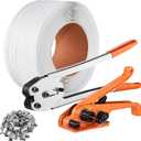 VEVOR Banding Strapping Kit with Strapping Tensioner Tool, Banding Sealer Tool, 328 ft Length PP Band, 100 Metal Seals, Pallet Packaging Strapping Banding Kit, Banding Packaging Strapping for Packing