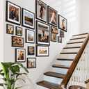 HappyHapi 4x6 Picture Frames Set of 10, Tabletop or Wall Display Pictures 3.5x5 with Mat or 4x6 Without, Multi Photo Frames Collage (Black)