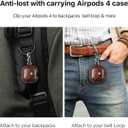 Hiram Full Grain Leather AirPods 4 Case Cover, Wireless Bluetooth Earphone Protective Holder Compatible with Airpods 4th Generation 2024, with Keychain Hook and Metal Snap