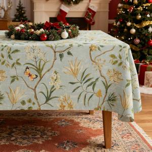Rectangle Table Cloth,100% Waterproof Tablecloth Oil Proof Spill Proof Vinyl Table Cloth, Wipe Clean Plastic Table Cover for Dining, Camping, Indoor and Outdoor 54" x 102",Leaves