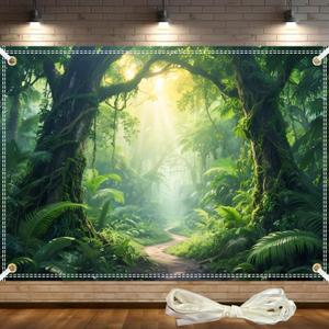 Jungle Backdrop 7x5ft Jungle Forest Photography Backdrop Rainforest Natural Scenery Background Safari Decoration Spring Green Photo Booth Studio Props