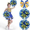 Spooktacular Creations Girl Cheerleader Costume, Halloween Cute Cheer Uniform Outfit with Accessories for Dress Up Parties (Medium(8-10 yrs), Yellow Blue)