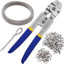mankk Wire Rope Crimping Tool Kits Crimping Swaging Tool Cable Crimps Up to 2.2mm(2/32") with 160Pcs 1/16" Aluminum Crimping Loop Sleeves 66ft 304 Wire Rope and 1/16'' Stainless Steel Thimble M-110