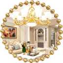Gold Round Mirror, 36" Metal Spherical Frame Decorative Mirror, Modern Circle Wall Mirror for Bedroom, Living Room