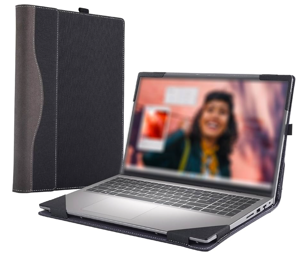 Forubar 2023 Laptop Case Cover for Dell Inspiron 15 3000 3530 3520 3510 3515 3511 & Vostro 15 Inch [Not Other Models] Notebook Sleeve Computer Bag Protective PU Leather Shell (Black)