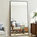 Antok Mirror Full Length, 71"x28" Big Floor Mirror, Oversized Full Body Mirrors with Stand for Bedroom, Living Room Cloakroom, Black, Rect Corner Style